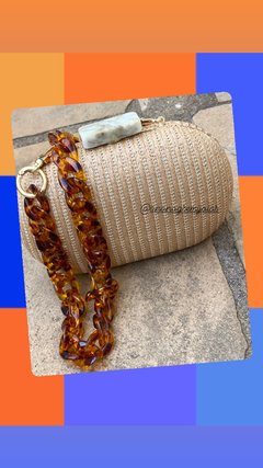Clutch palha alça acrílico tartaruga