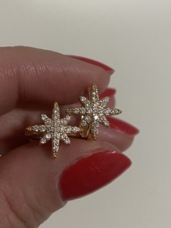 Brinco argola estrela banho ouro 18k