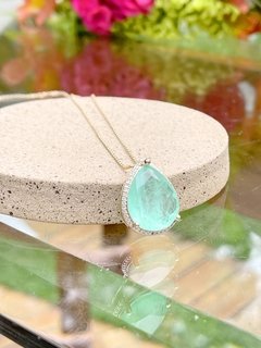 Colar gota esmeralda colombiana banhado a ouro 18k - comprar online