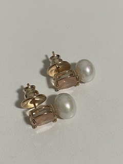 Brinco pedra Perola banho ouro 18k - comprar online