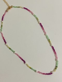 Colar choker cristais banhados a ouro 18k - loja online
