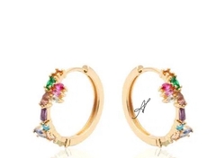 Brinco argola pedras coloridas banho ouro 18k na internet
