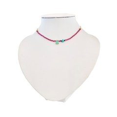 Choker pink com pedra esmeralda colombiana banhado a ouro 18k
