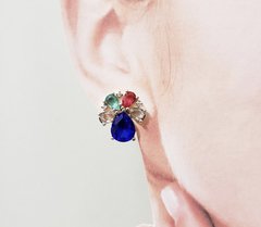 Brinco safira cristais coloridos banhado a ouro 18k - comprar online