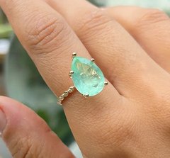 Anel esmeralda colombiana banhado a ouro 18k