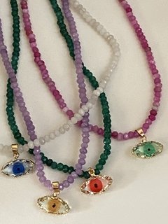 Choker pedras naturais olho vidro - comprar online