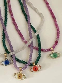 Choker pedras naturais olho vidro - comprar online