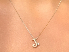 Correntinha letra zirconia banho ouro 18k - Ananogueirasemijoias