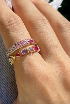 Anel colorido banhado a ouro 18k - comprar online