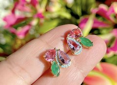 Brinco cristal banhado a ouro 18k - loja online