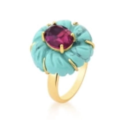 Anel turquesa banhado a ouro 18k - comprar online