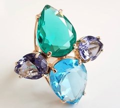 Anel multicolorido banhado a ouro 18k na internet