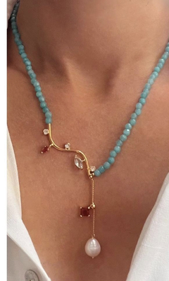 Colar turquesa banho ouro 18k