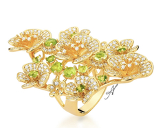 Anel flores banhado a ouro 18k