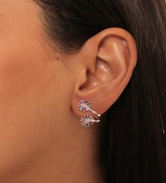 Brinco earcuff flores colors banho prata - comprar online