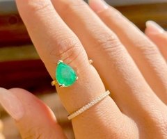 Anel esmeralda banhado a ouro 18k