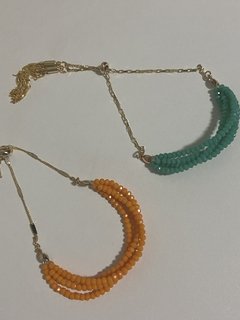 Pulseira ajustável cristais e franjas banhadas a ouro 18k - comprar online