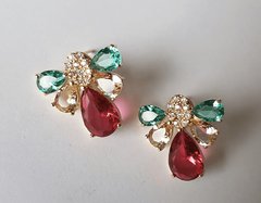 Brinco pedras multicolor banhado a ouro 18k - comprar online