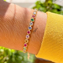 Pulseira coloridas ajustavel banho 18k
