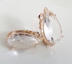 Brinco gota cristal banhada a ouro 18k