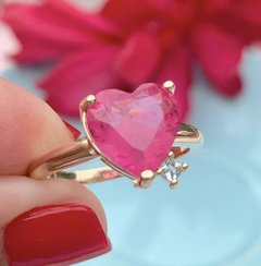 Anel coração pink banhado a ouro 18k - comprar online
