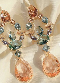 Brinco cristais banhado a ouro 18k - comprar online