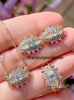Colar olho colorido banho ouro 18k - comprar online