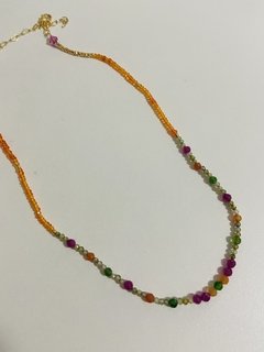Colar choker cristais banhados a ouro 18k - Ananogueirasemijoias
