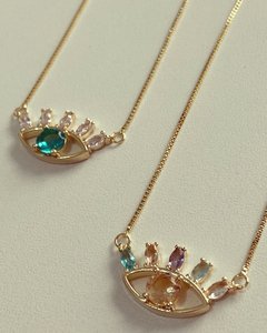 COLAR OLHO GREGO BANHADO A OURO 18k