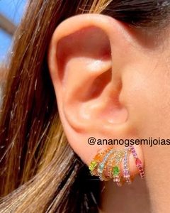 Brinco cristal multicoloridos banhado a ouro 18k - comprar online