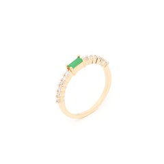 Anel esmeralda banhado a ouro 18k