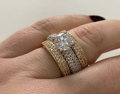 Aparador fileira zircônia dupla banhado a ouro 18k - comprar online