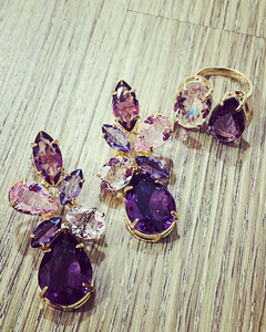 Conjunto pedras banho ouro 18k - comprar online