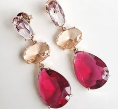 Brincos cristais coloridos banhado a ouro 18k - loja online