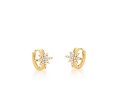 Brinco Argola com Estrela e Zircônias Brancas Banhada a Ouro 18k