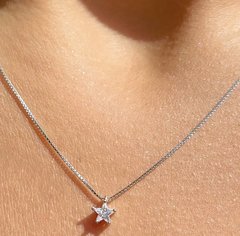 Colar estrela zircônia branca prata 925