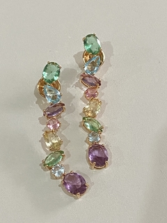 Brinco multicolorido banhado a ouro 18k