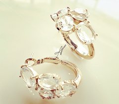 Brinco argola cristal banhado a ouro 18k