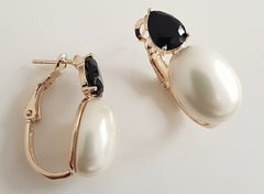 Brinco argola pedra/perola banhado a ouro 18k na internet