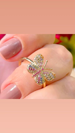Anel borb colorido banho ouro 18k