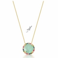 Conjunto esmeralda colombiana pedras coloridas