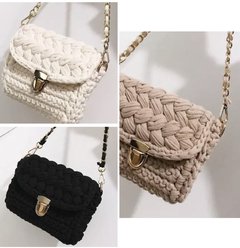 Bolso crochê tecido preta - comprar online