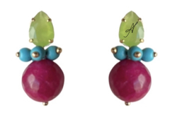 Brinco pedras coloridas banho ouro 18k - comprar online
