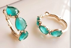 Brinco argola turmalina banhada a ouro 18k