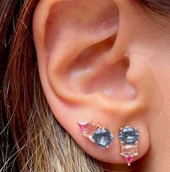 Brinco tricolor banhado a ouro 18k