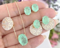 Colar Escapulpário pedra e Mandala Estrela Banhado a ouro 18K - Ananogueirasemijoias
