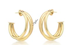 Brinco argola tripla banhada a ouro 18k