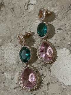 Brinco pedras três cores - comprar online