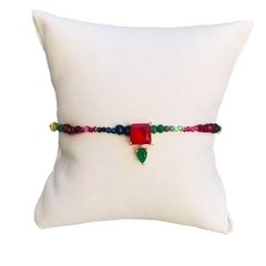 Pulseira ajustável cristais coloridos
