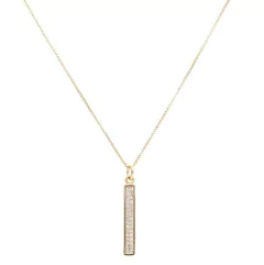 Colar palito cravejado zirconias banhado a ouro 18k